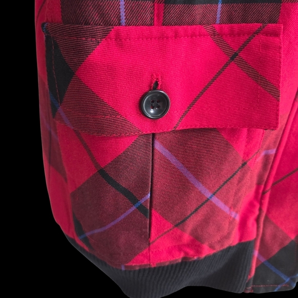 Bianca Nygard Red Plaid Bomber Jacket Size 14 - Picture 3 of 7